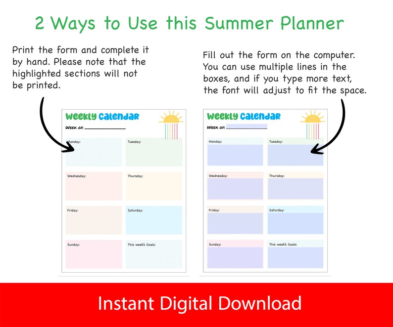 Editable Calendar Page - July
