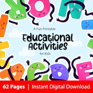 Interactive  Pre-K Toddler Educational Activities Printable Activities and Worksheets Bundle, Instant Digital Download