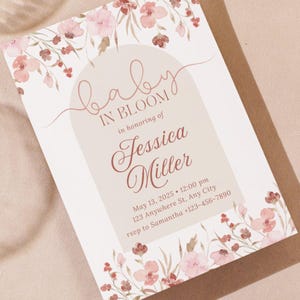 Spring Floral Baby Shower Invitation | Editable Canva Template | Printable Invite | Digital Baby Shower Download | Instant Download