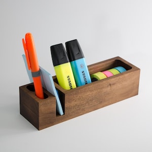 Handmade Wooden Desk Organizer, Minimalist Office Storage, Wood Table Organizer, Rustic Decor