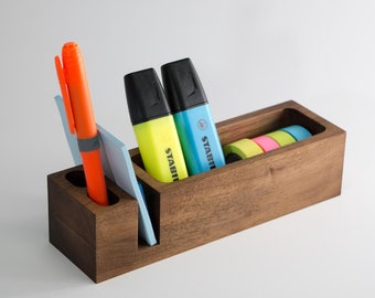 Handmade Wooden Desk Organizer, Minimalist Office Storage, Wood Table Organizer, Rustic Decor
