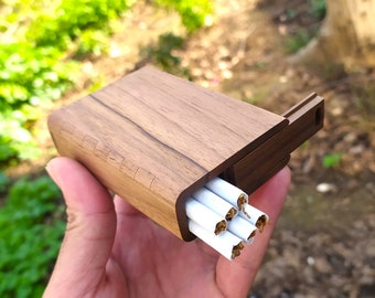 Handmade Customized Cigarette Case Made of Beautiful Walnut Wood