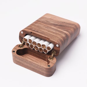 Portasigarette con apertura a ribalta, portasigarette personalizzato, scatola di legno per sigarette, regalo per fumatori, centinaia di portasigarette personalizzati, accessori per fumatori