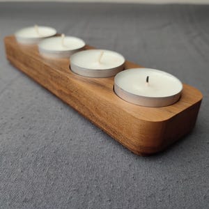 Walnut Wood Tealight Holder: Rustic Home Decor, Holds 4 Candles