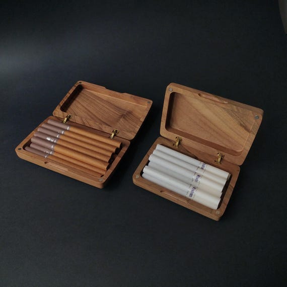 walnut cigarette holder Handheld Mini Ashtrays Anti Soot-flying Cover Wood Cigarette Ash Organizer For Car Driving Ashtray Black Walnut Wood Cigarette Case