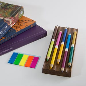 Wooden Pen Tray: Rustic Desk Organizer