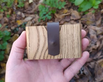 Tarjetero de madera, tarjetero de visita de madera de castaño especial, billetera de madera