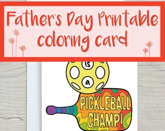 Pickleball fathers day card printable fathers day card Fathers Day color in fun Father's Day coloring card teacher resource dad day coloring