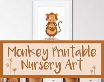 printable monkey nursery art, printable nursery picture, monkey nursery print, Sweet nursery art, Nursery prints etsy, monkey pictures