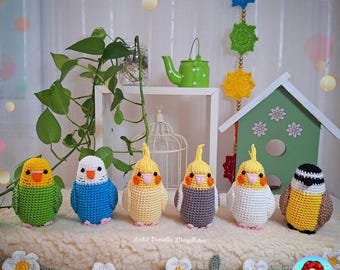 Cockatiel, Budgie & Kiskadee Amigurumi Pattern – A Colorful Tropical Trio! PDF pattern