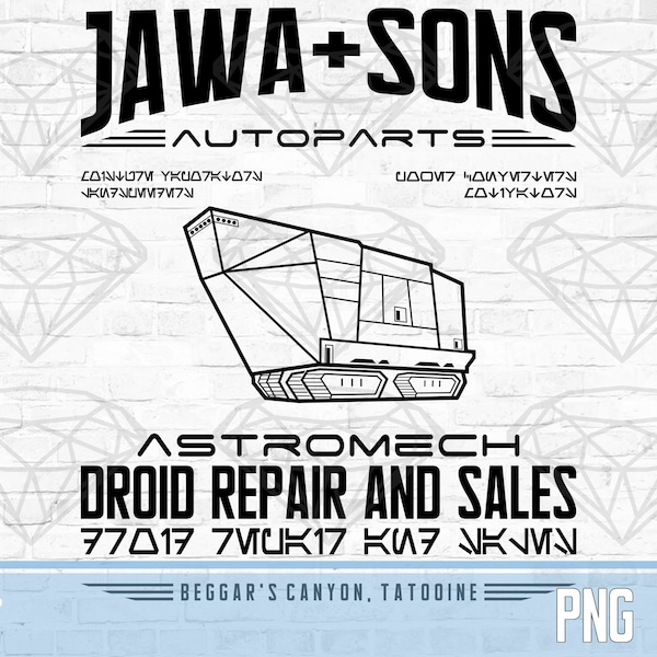 Jawa & Sons Autoparts | Jawas Astromech Droids | Star Wars | Png / Jpg | Funny | High Res Transparent Background | Digital Download