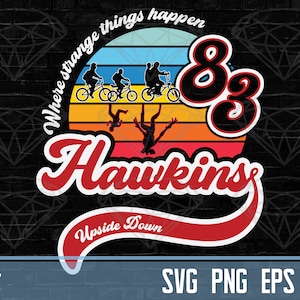 Stranger Things Druck | Hawkins 1983 Png | Demogorgon Elf EPS | Vecna Auf Den Kopf DXF | Transparenter Hintergrund | Digital Download Dateien