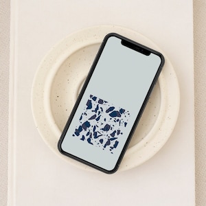 ブルー テラゾー ボヘミアン iPhone 壁紙、ネイビー ボヘミアン フォン壁紙 スカイブルー テラゾー パターン スマートフォン背景、美的フォン ロック画面
