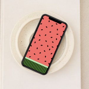 Lindo fondo de pantalla de iPhone de sandía, fondo de pantalla del teléfono con patrón de frutas, pantalla de bloqueo de vibraciones de verano, fondo rosa de Android, protector de pantalla divertido afrutado