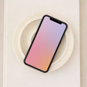 Fondo de pantalla de teléfono con estilo degradado púrpura, fondo de iPhone con aura estética, fondo de pantalla de dispositivo retro, pantalla de bloqueo de teléfono móvil naranja lila