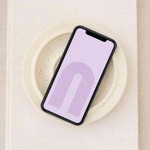 Lilac Pastel Rainbow Phone Wallpaper, Mid Century Modern Elements iPhone Android Background, Stylish Aesthetic Device Lock Screen Abstract