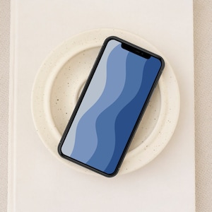 Indigo Blau Gewellt iPhone Wallpaper, Meereswellen Handy Hintergrundbilder, Royal Blau Welle Android Sperrbildschirm, Ombre Blau Töne Smartphone Hintergrund