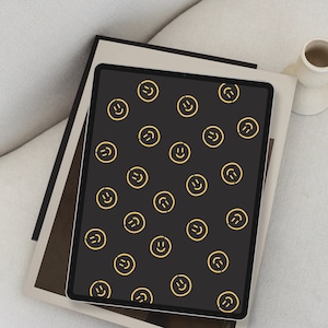 Yellow Smiley iPad Wallpaper, Fume Yellow Smiling Faces Tablet Wallpaper, Happy Face Fun iPad Background, Joyful Android Lockscreen