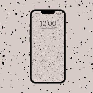 Neutral Aesthetic iPhone Wallpaper, Dotted Boho Phone Wallpaper, Black and Beige Paint Splash Creamy Android Backgorund, Feminine Lockscreen