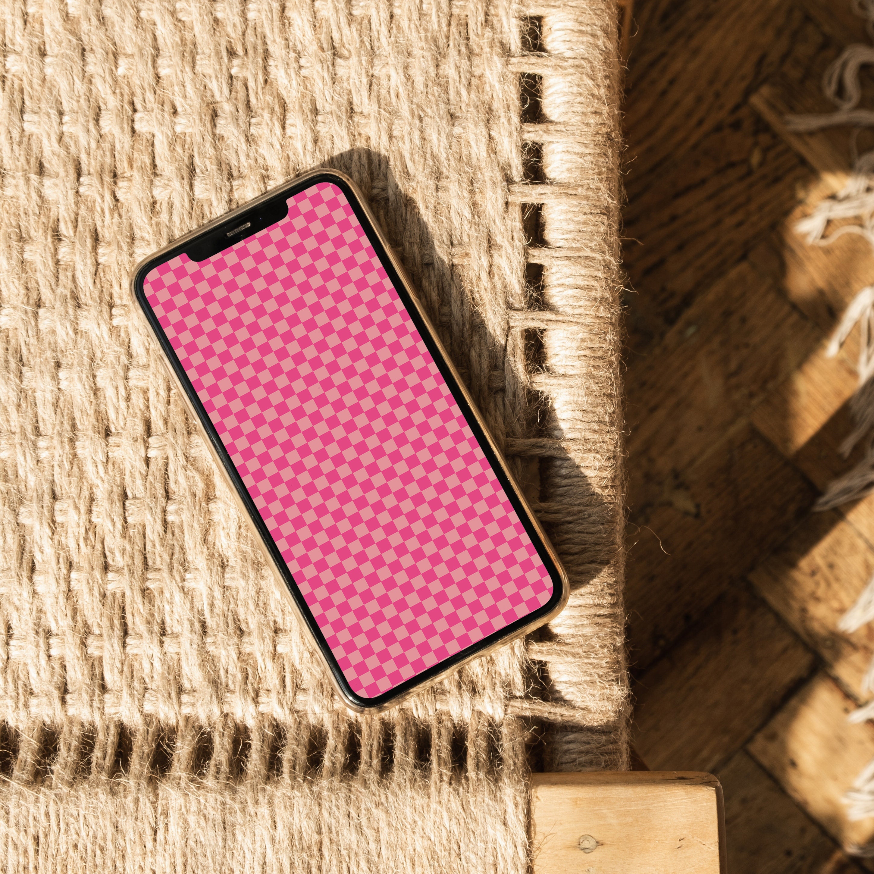 Preppy Checkards Vibrant Pink Checkered iPhone Wallpaper, Neon Checkers Phone Wallpaper ...