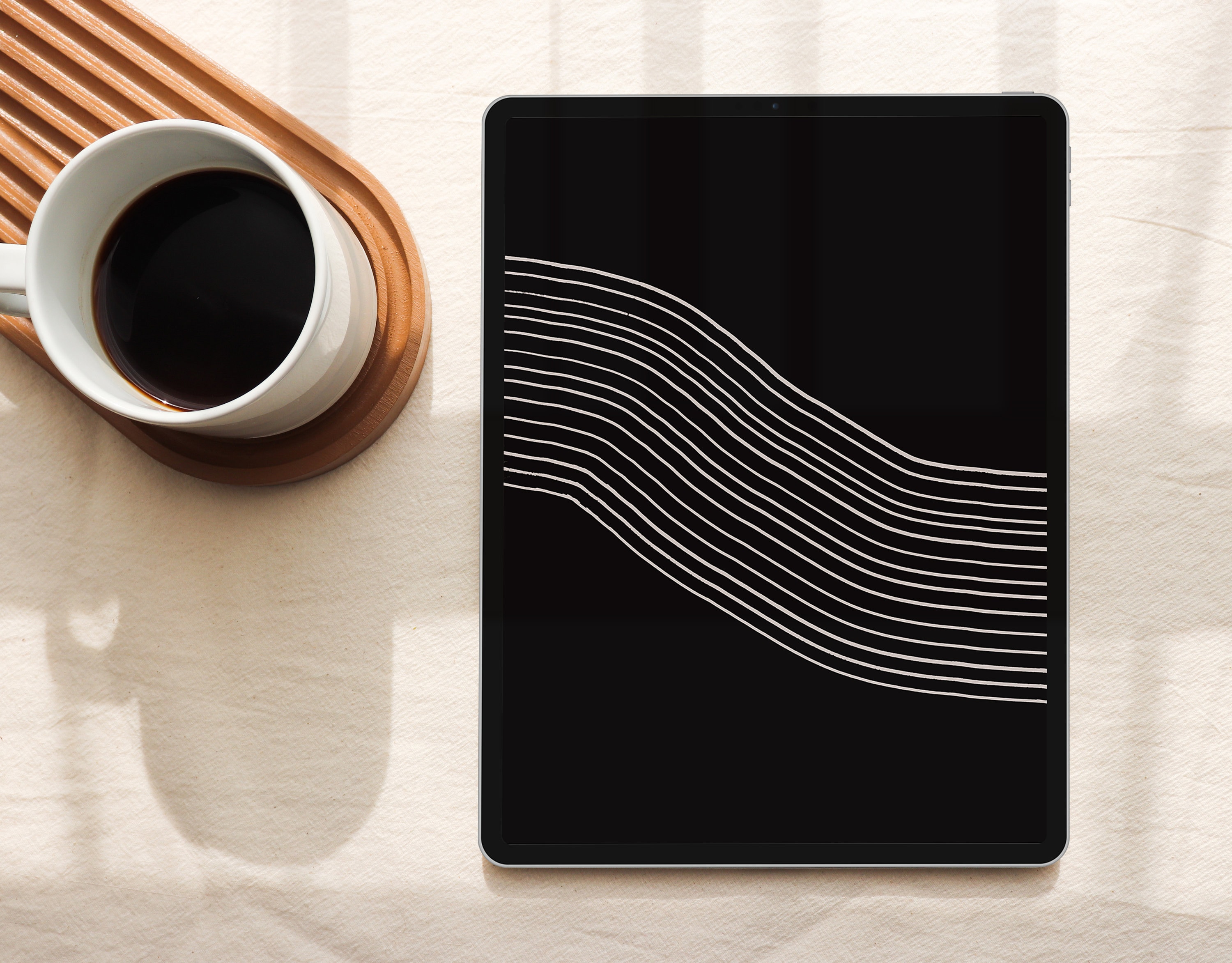 Black Aesthetic iPad Wallpaper, Neutral Beige Tablet Lock Screen, Beige ...