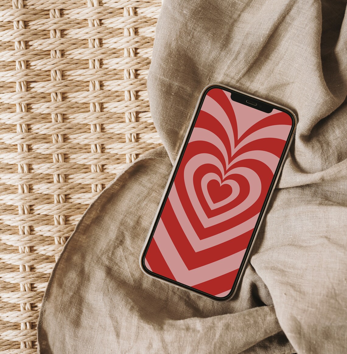 Pink Red Hearts Phone Wallpaper, Cute Hearts iPhone Background, Funky Retro iPhone Wallpaper