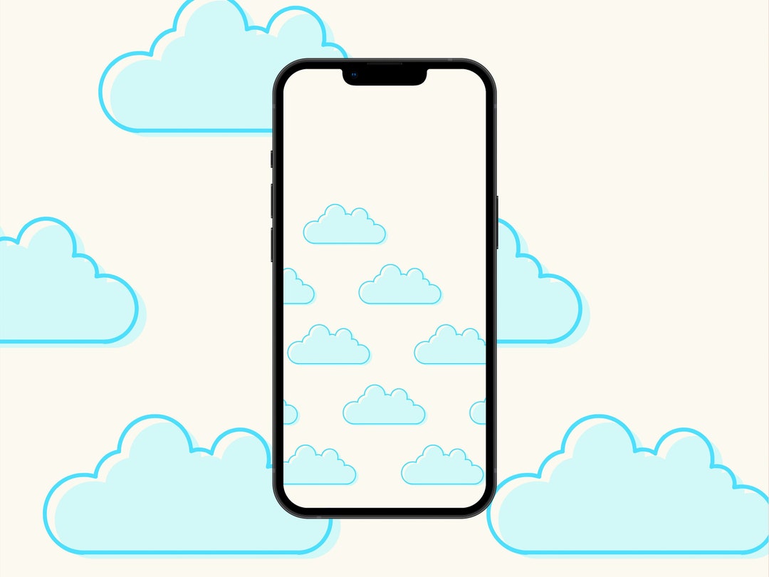 Cute Clouds iPhone Wallpaper Blue Cartoon Cloud Phone Etsy