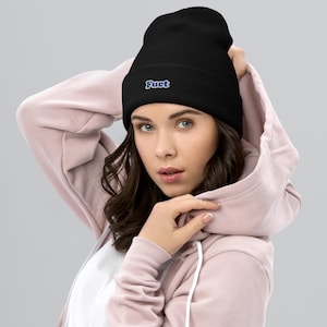 FUCT Embroidered Blue Beanie – Viral Streetwear Cuffed Knit Hat, Minimalist Urban Winter Essential, Unisex Trend Style