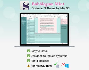 Tema Scrivener per Mac / Pastel Bubblegum Mint / Modalità chiara
