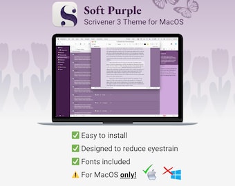 Tema Scrivener per Mac / Viola tenue / Modalità chiara