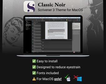 Tema Scrivener per Mac / Classico Nero / Modalità scura