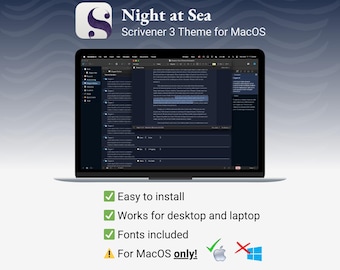Schreiber Theme für Mac | Nacht am Meer | Dunkelmodus