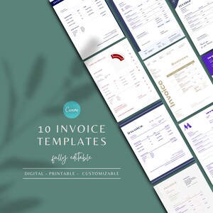 Small Business Invoice Template, Canva Editable Printable Invoice, Billing, Digital Invoice, Invoice Bundle, Minimalist Business Invoice