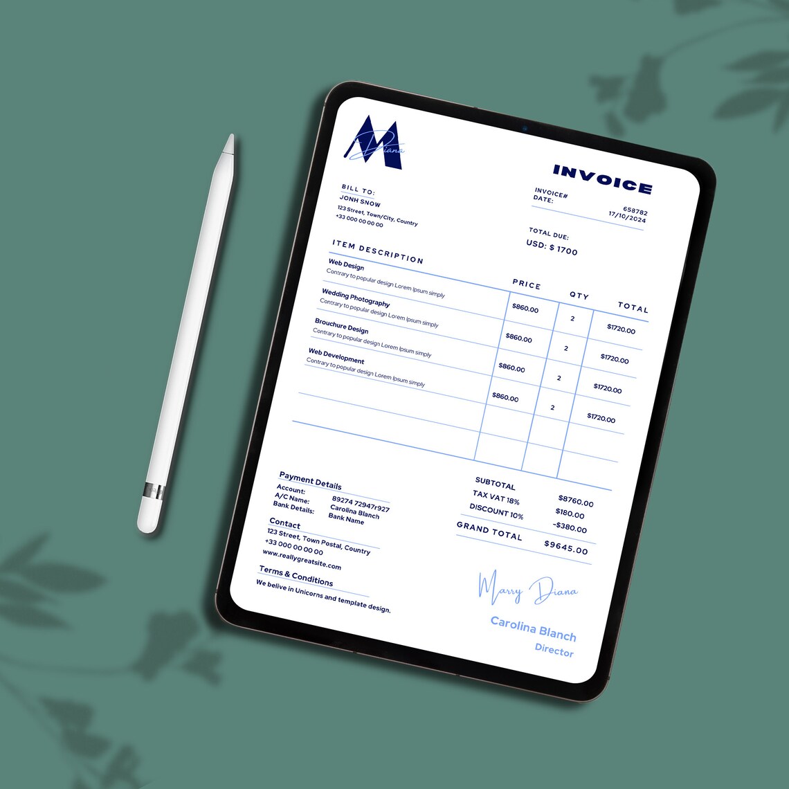 Small Business Invoice Template, Canva Editable Printable Invoice ...
