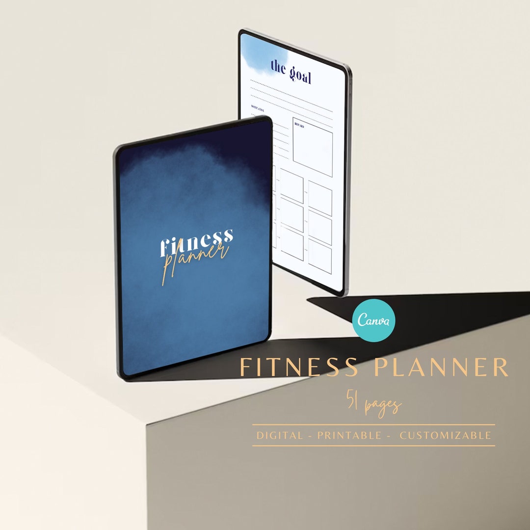 Fitness Planner Printable, Digital Weight Loss Planner, Editable Canva