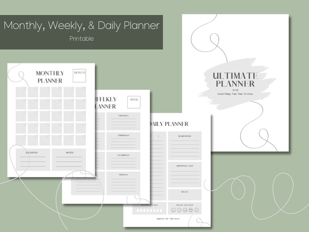 Monthly Weekly Daily Calendar Printable Desk Calendar - Etsy