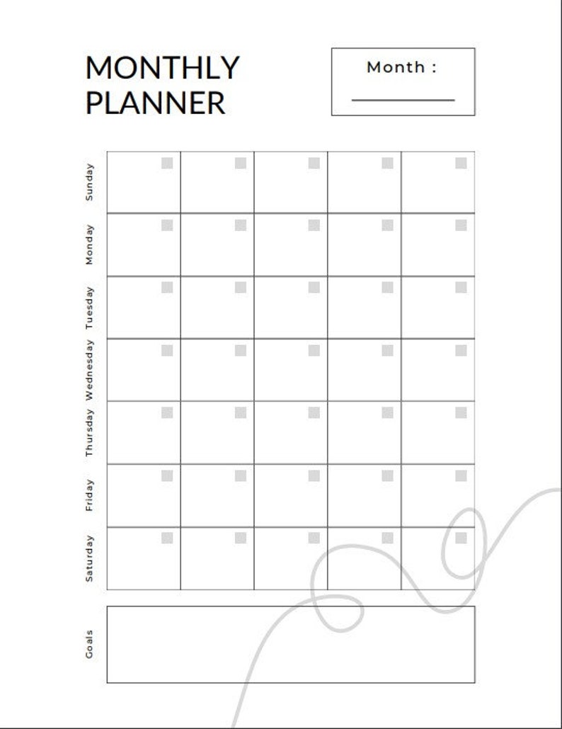 Printable Monthly Calendar Portrait 8.5x11 Printable Download - Etsy