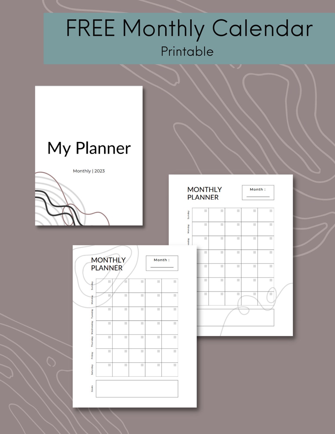 Printable Monthly Calendar Portrait 8.5x11 Printable Download - Etsy