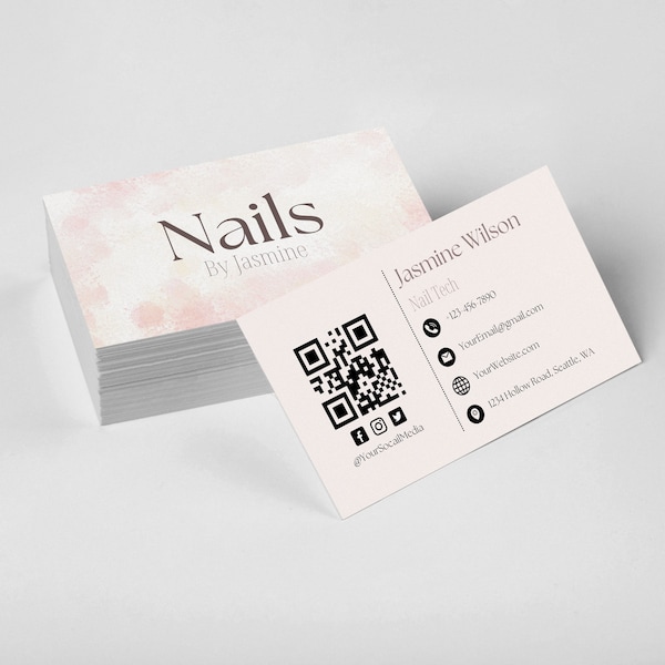 Nail Tech Business Card Template Pink Business Card For Nail Tech Small Business Cards Canva Template