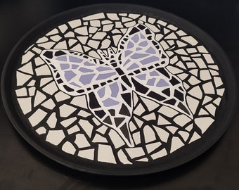 Handmade mosaic decorative plate named "Motýľ" ("Butterfly")