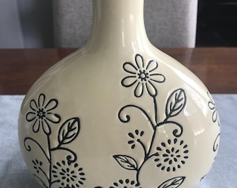Vintage blommig keramikvas