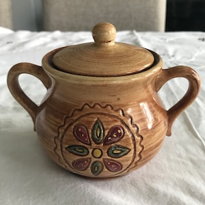 Vintage Pennsbury Pottery brown sugar bowl with lid
