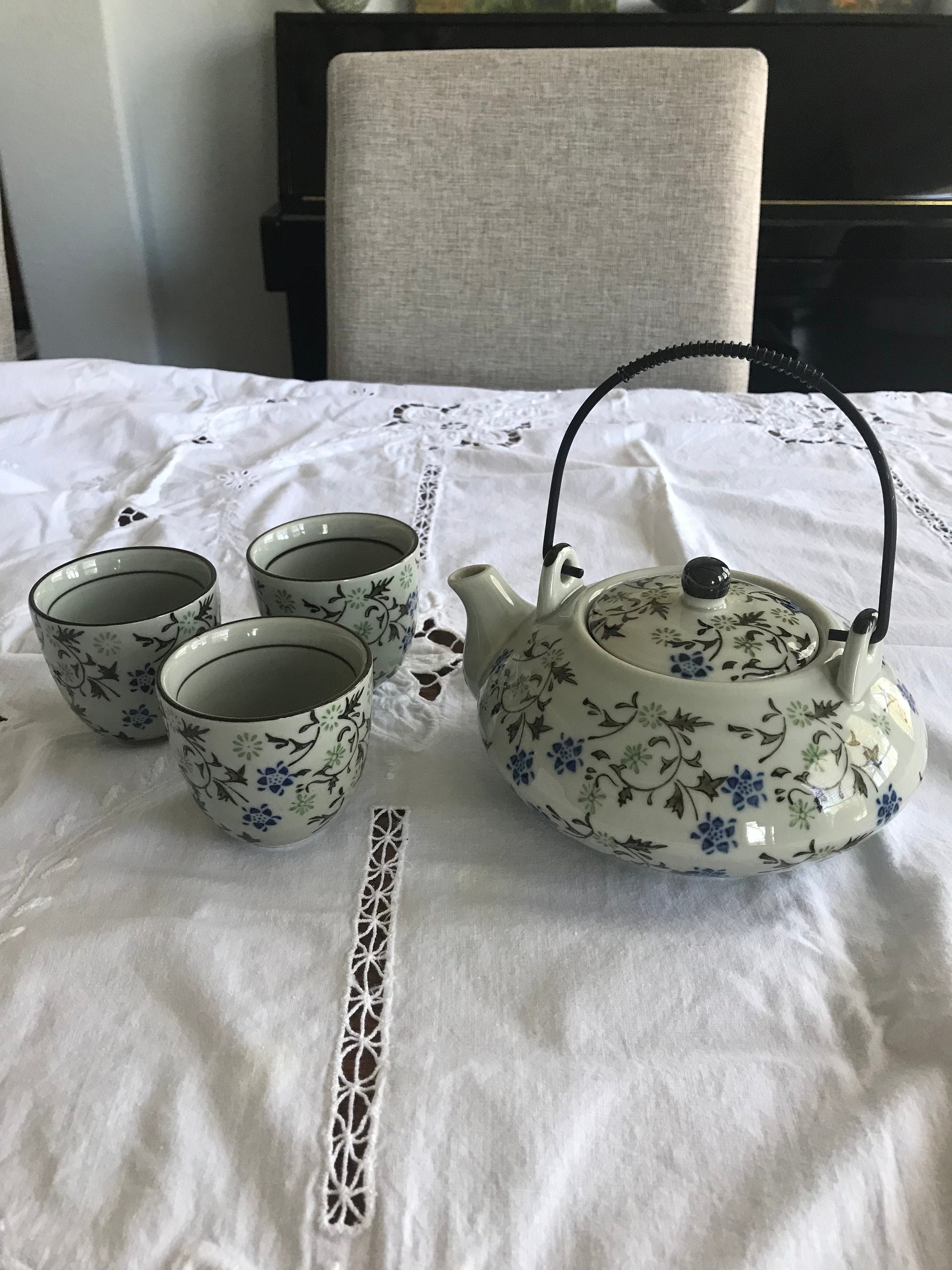 Blue and White Teapot Set Hand Painted Porcelain Exclusively for