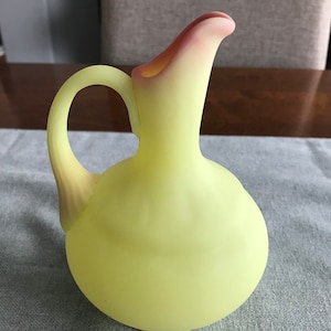 Vintage Fenton Burmese Glass / Uranium / Custard Glass Cruet / Vase