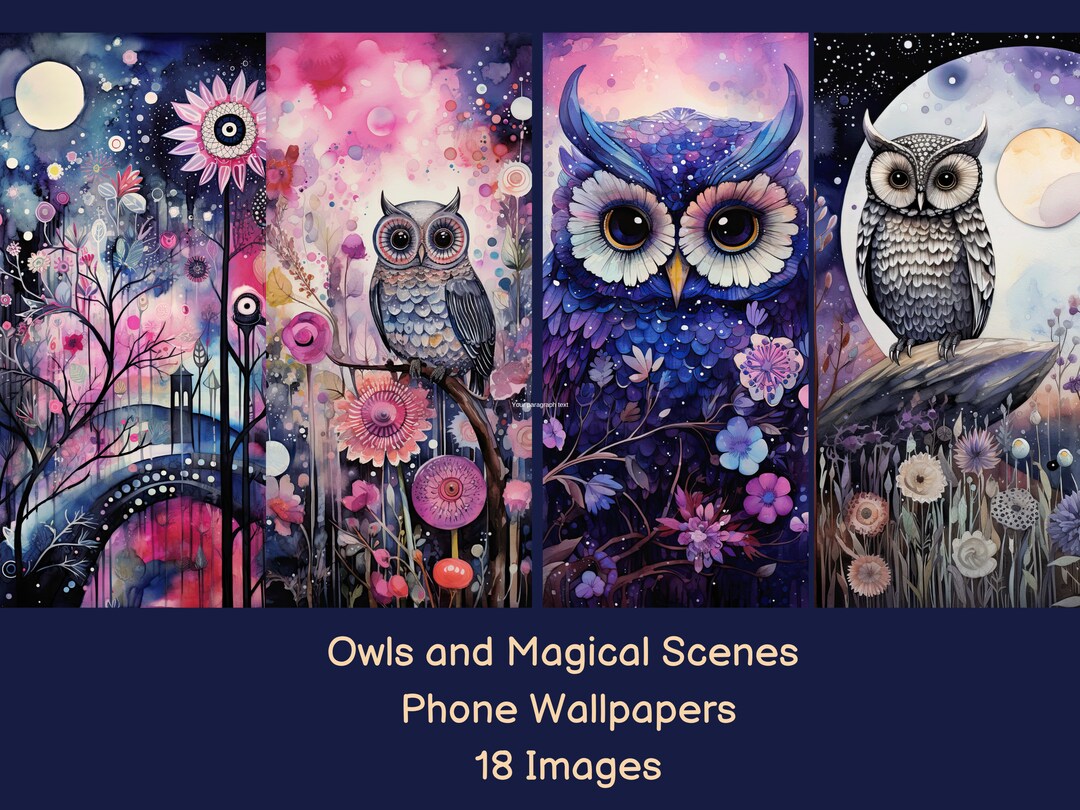 Owl iPhone Phone Wallpaper Background Image Owls PNG Watercolor Pretty ...