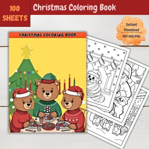 Christmas Coloring Book  - Printable Holiday Fun in Pdf, JPG, PNG Festive Crafts for Kids and Adults  Hygge Style Instant Download