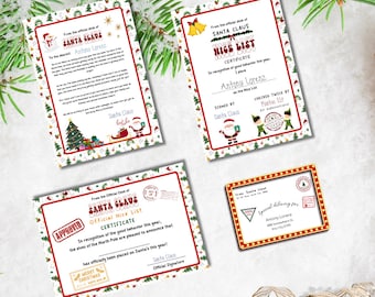 Kit personalizado de Carta de Papá Noel: Certificado de Lista de Buenos (A4 imprimible)