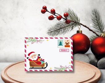 Personalized Santa Letter Envelope: Red Christmas Printable (Digital Download)
