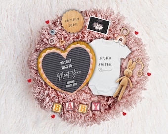 Editable Baby Ultrasound Pregnancy Announcement: Social Media Reveal (Digital Card)
