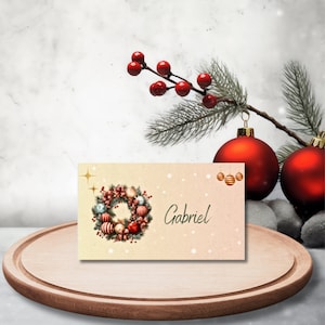 Druckbare Weihnachtstischkarten Festliche Tischdekoration für Weihnachtsfeier Special Für Gäste Bearbeitbare Weihnachtsgirlandenvorlage